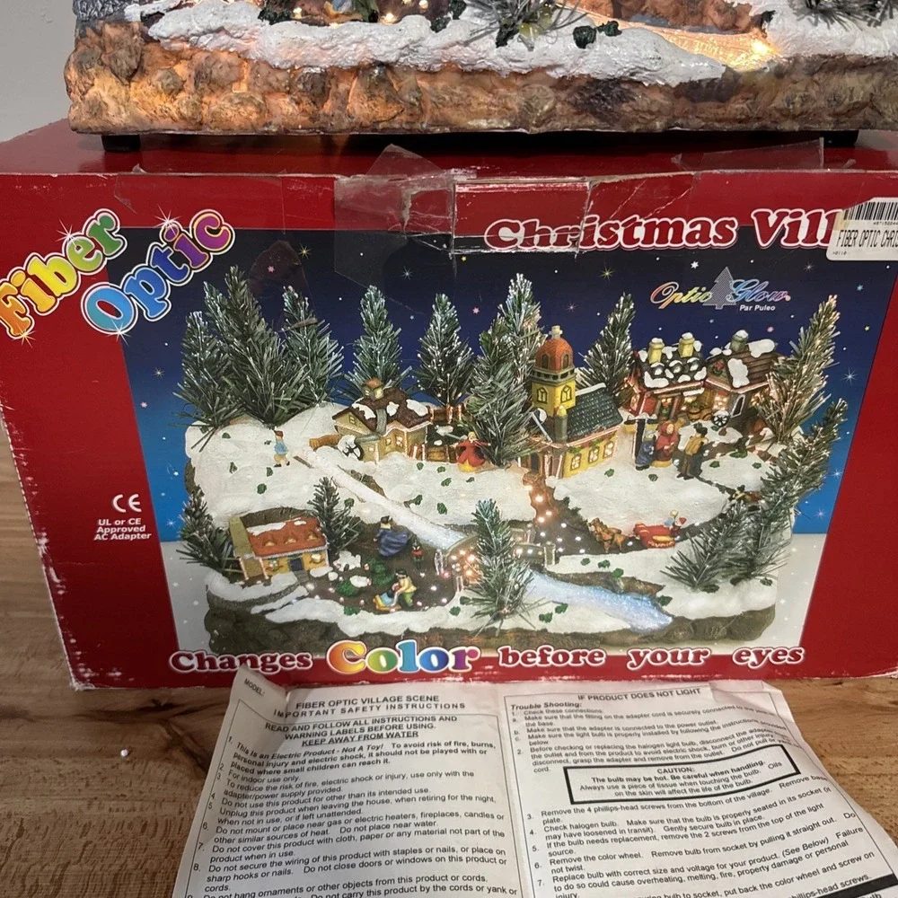 Puleo Fiber Optic Color Changing Christmas Village Lighted Decor 030018 With Box
